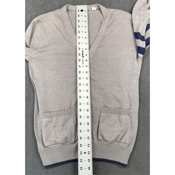 Preppy Varsity Stripe Cardigan BDG Women S Gray Button Up Collegiate Knit - Picture 8 of 10